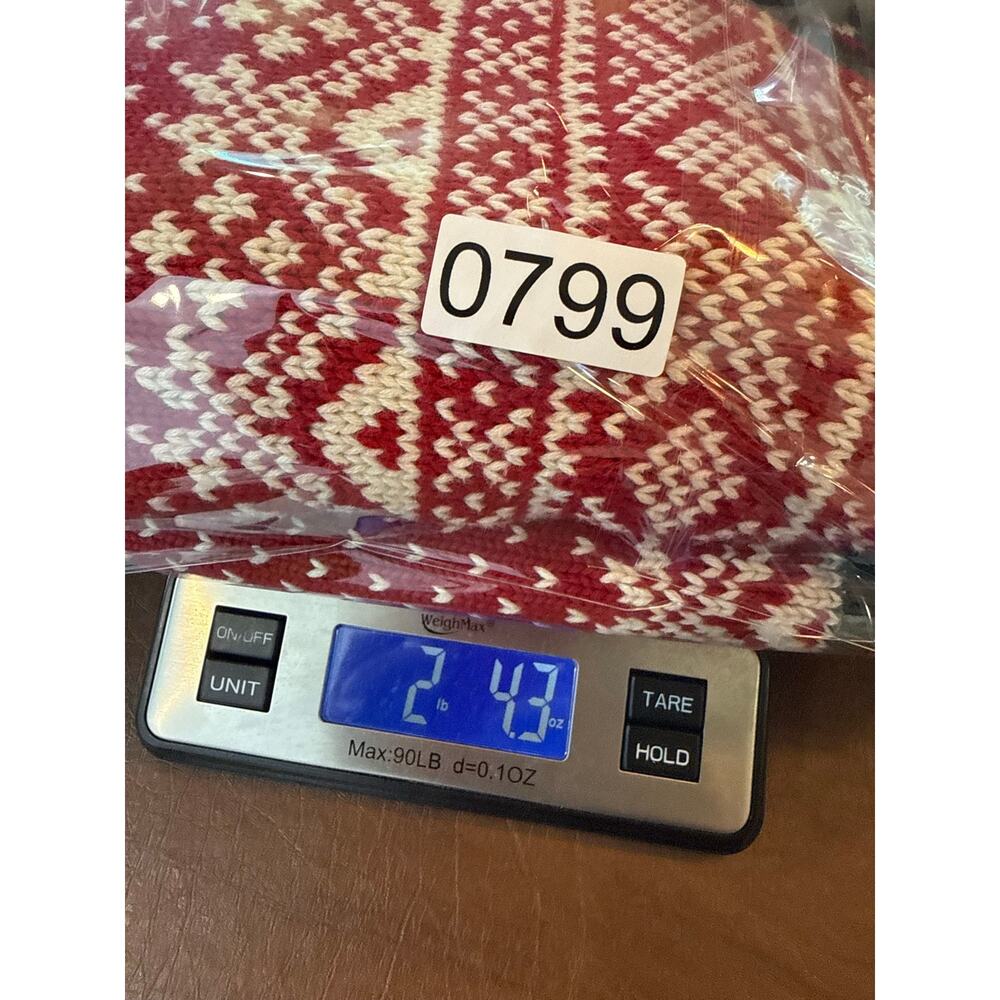 L.L.Bean Fair Isle Nordic Henley Sweater Large Red Cotton Snowflake - Picture 7 of 7